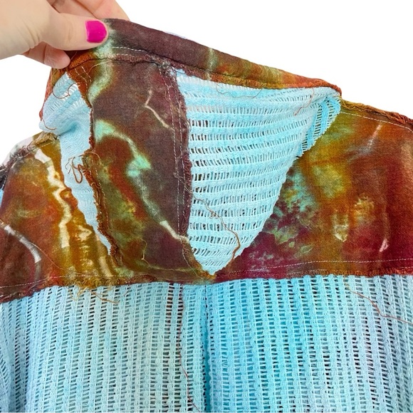Handmade Tie Dye Hoodie Jacket Womens Size Small Medium Sheer Mesh Cropped - Picture 6 of 14